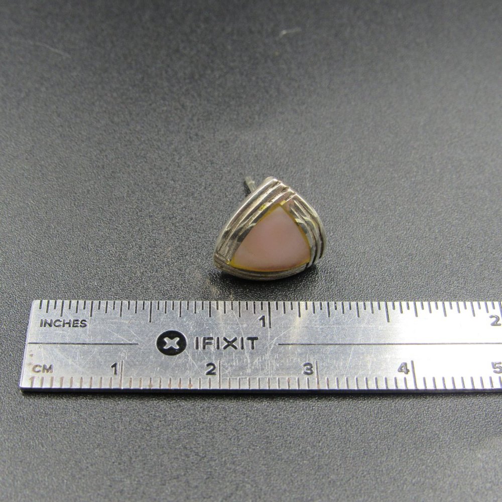 Sterling Silver Triangle Pattern Shell Stud Earri… - image 5